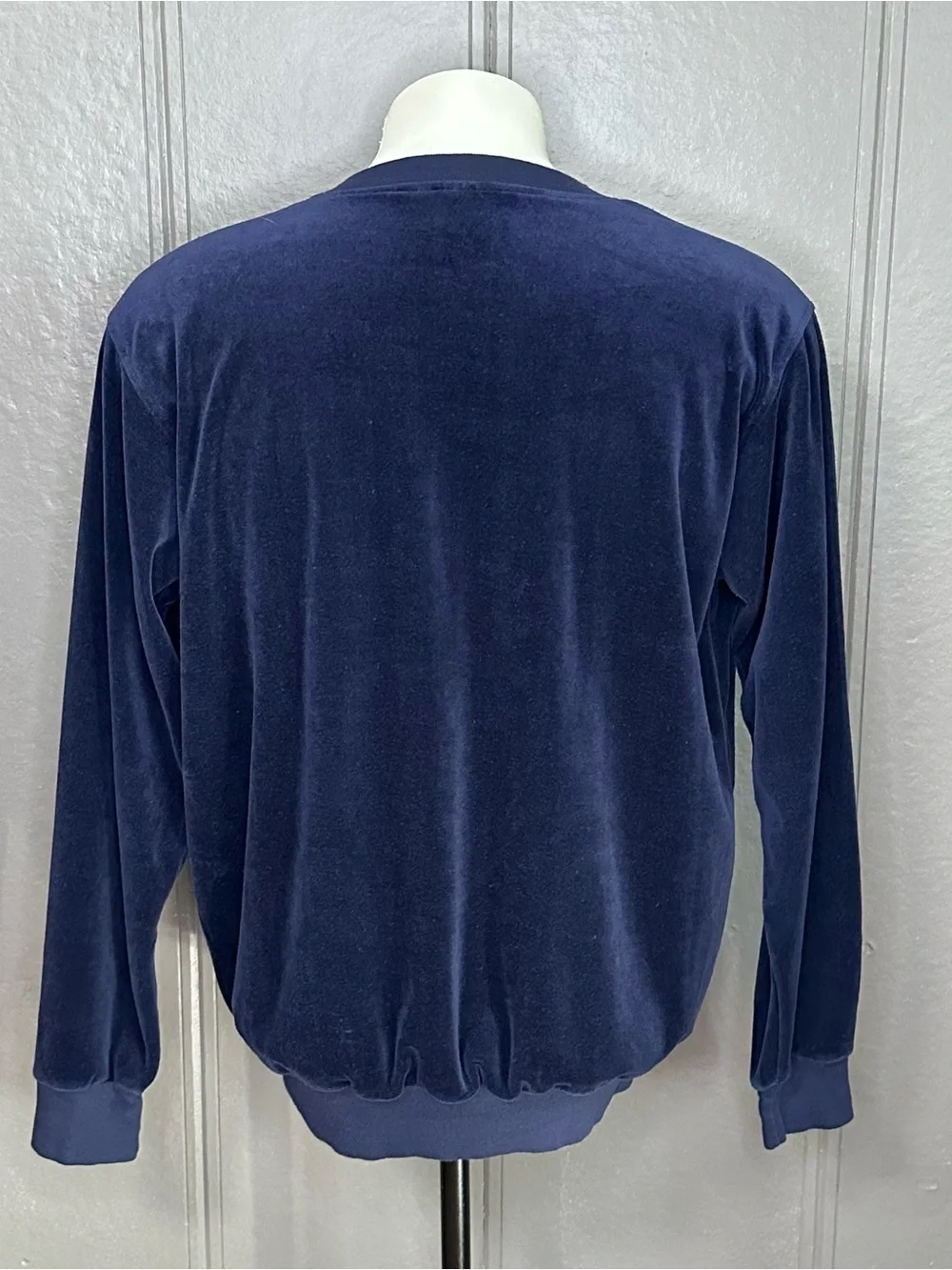 Vintage Montgomery Ward Blue Velour V-Neck Sweater